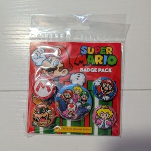 Brand New Officially Licensed Nintendo Super Mario 5 Collectible Badge Pack